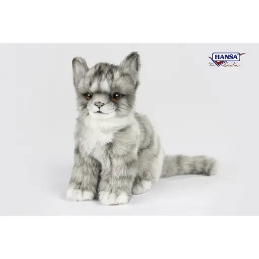 М'яка іграшка Hansa Кошеня жакардове сіре що сидить 19 см (7177) - фото 2