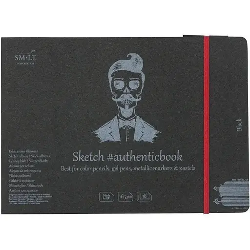 Альбом для рисунка SM-LT Art Authentic А5 (24.5х17 6 см) 165г/м2 18л черная бумага - фото 1