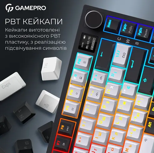 Клавіатура ігрова механічна GamePro MK-160-W-D Pro Wireless Hot-Swap Rainy Switch Black-White - фото 12