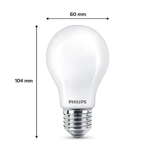 Лампочка Philips LED Classic A60 Frosted Light Bulb 2 Pack [E27 Edison Screw] 60 Вт, Холодный Белый 4000K, Без затемнения - фото 2
