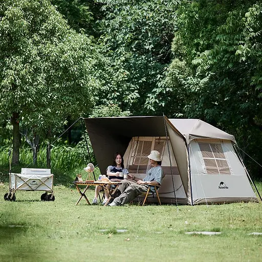 Чотиримісний намет з навісом Naturehike Village CNK2300ZP022 маленький (Коричнева) - фото 7