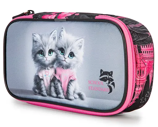 Пенал школьный для девочки с Котиком мягкий School Standard (PSS-145) - фото 3