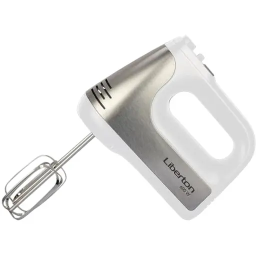 Міксер Liberton LHM-2805, White, 600W, ручний, 5 швидкостей + режим Турбо, вінчики, гаки для замісу тіста
