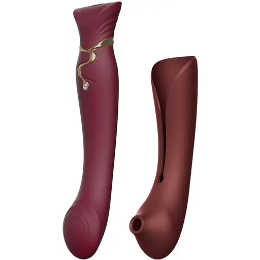 Смарт-вибратор 3 в 1 Zalo Queen Wine Red пульсирующая жемчужина и вакуум кристалл Swarovski