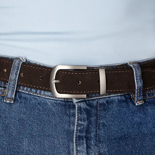 Ремень женский замшевый JK-3049 коричневый с серебряной пряжкой (115 см) - фото 5