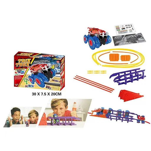 Трек канатный 1934 машинка на батарейках, препятствия уклон (6966385060173) - фото 1