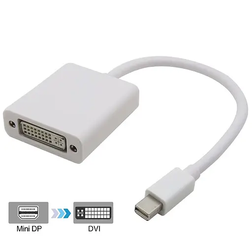 Перехідник-конвертер mini DisplayPort (тато) на DVI (мама) 30cm, 4K/2K