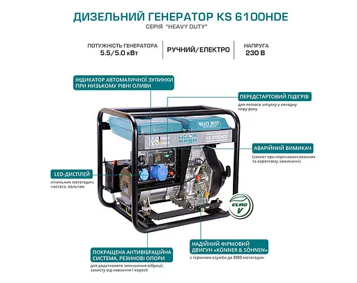 Генератор дизельний Konner&Sohnen 5/5.5 кВт KS 6100HDE - фото 8