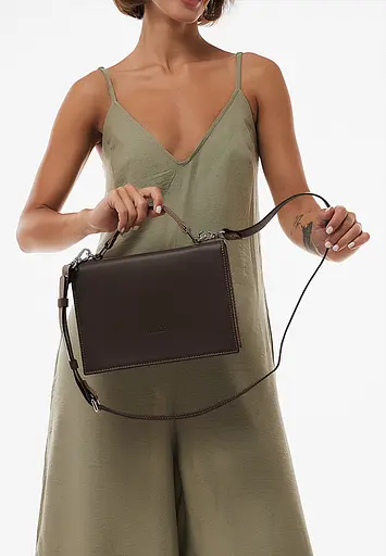 Жіноча шкіряна сумка Grace темно-коричневий/карамель - фото 5