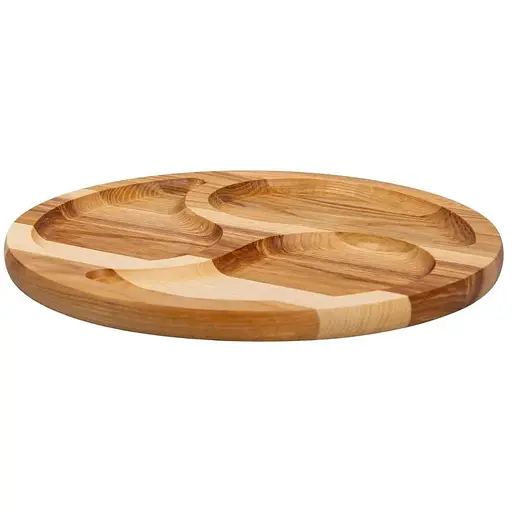 Менажница из дерева Lugi 25 см круглая тарелка с 3 отсеками (из ясеня) T10W250 - фото 2