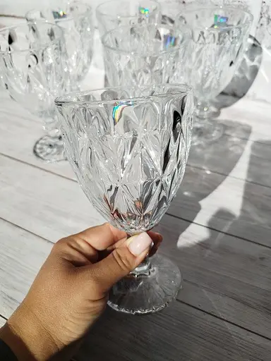 Набір келихів для вина JXCX Ромби 6шт Подарункові скляні фужери для коктейлів 260мл Прозорий - фото 6