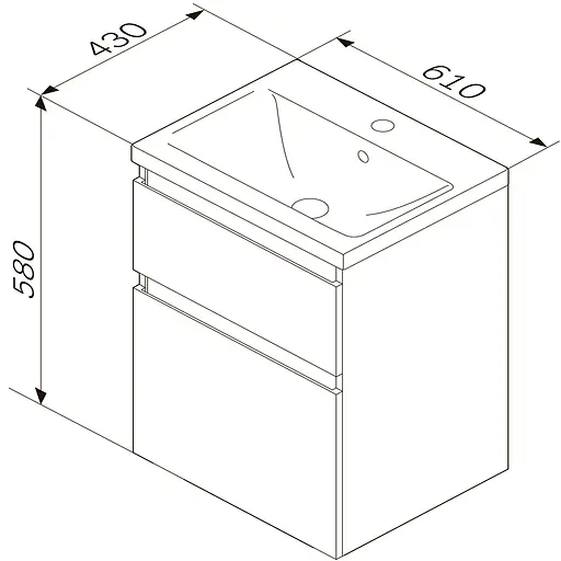 Тумба з умивальником AM.PM Hit підвісна 60 см графіт матовий M93A-FHX0602-WC0602GM38 Графіт - фото 11