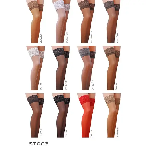Чулки ST003 3/4 beige - Passion: классические, на ажурной силиконовой резинке - фото 3
