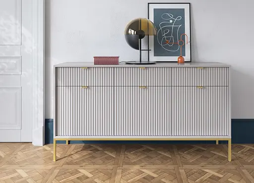 Комод Perfect Home Нова / Nova 3-дверний з 3 шухлядами і золотими ніжками KSZ154 Сірий (PFH-091243)