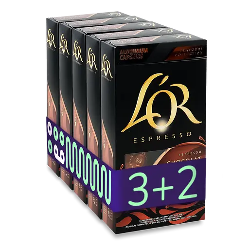 Кава мелена L'OR Espresso Chocolate 100% Арабіка капсули 260 г (5 шт. х 52 г)