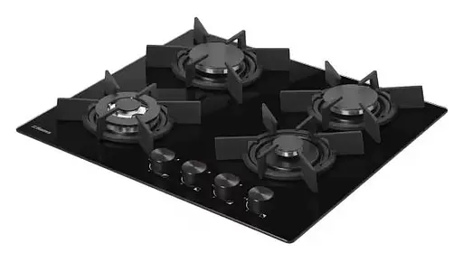 Варочная поверхность газовая на стекле Hansa 59 см чугун черная - фото 2