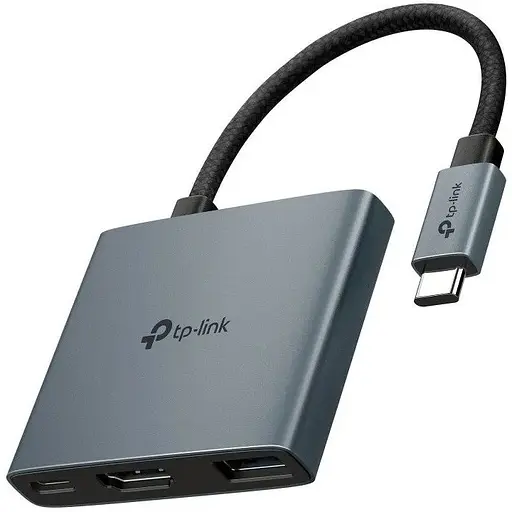 Хаб Usb TP-Link 3-in-1, Grey, Type-C 3.1 - 1xType-C (100 Вт) / 1xUsb 3.0 / HDMI 4K, 18 см, алюминиевый корпус (UH3020C) - фото 1