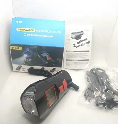 Велосипедный передний фонарь фара FY-317 с сигналом и велокомпьютером - фото 6
