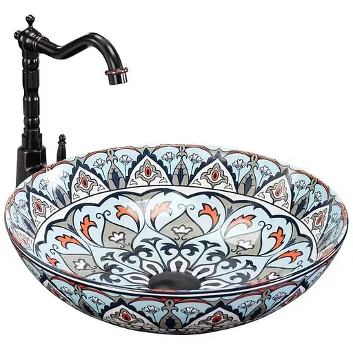 Умивальник Rea Mexico накладний з візерунком REA-U6030, Цветной - фото 1