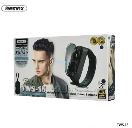 Бездротова Bluetooth стерео гарнітура Remax TWS-15 з кейсом Чорний - фото 7