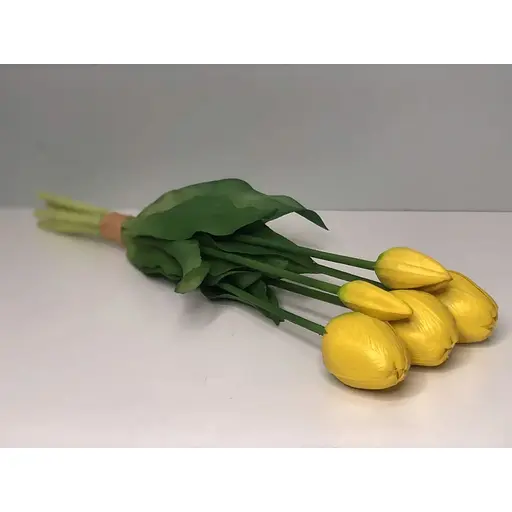 Тюльпани штучні Hvoya Real Touch латексні букет із 5 бутонів жовті