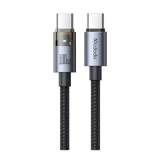 Кабель McDodo 100W USB-C to USB-C Transparent Cable with Charging Light 1.2 м CA-5580 черный