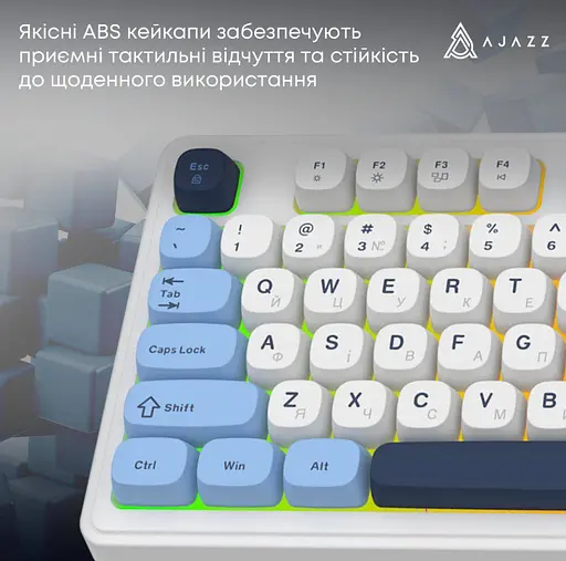 Клавіатура ігрова дротова Ajazz AF-GB-98 USB White-Blue - фото 10