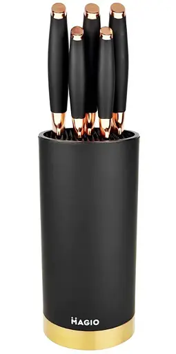 Універсальний набір кухонних ножів з підставкою Magio MG-1091 5 ножів для кухні Чорні - фото 2