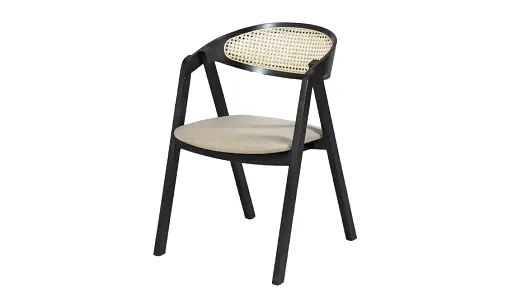 Стул Гуру Cane из массива дерева и ротанга черный