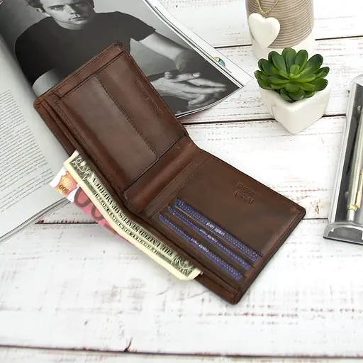 Чоловічий шкіряний гаманець коричневий без застібки Always Wild N7-02-GG - фото 4