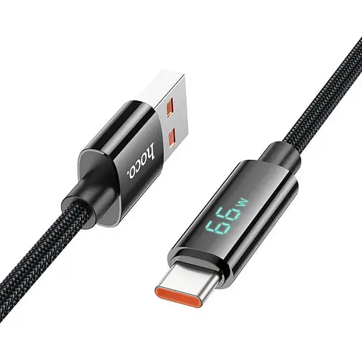 Кабель Hoco U125 Benefit 5A charging data cable with display Type-C Чорний - фото 1