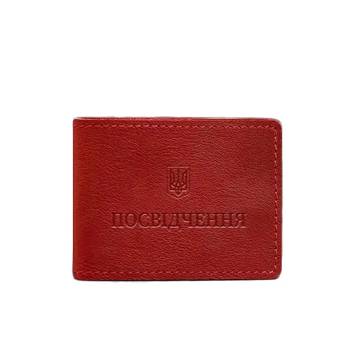 Универсальная кожаная обложка для удостоверения красная - фото 6
