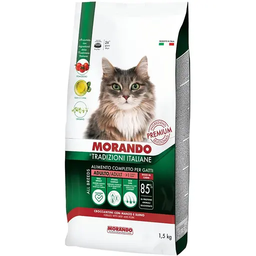 Сухий корм для котів Morando Tradizioni з яловичиною та свининою 9 шт. х 1.5 кг (13.5 кг) - фото 1