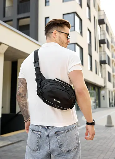 Сумка через плечо бананка Sambag Flex Pro черная 30×17×15 см (85451065m) - фото 2