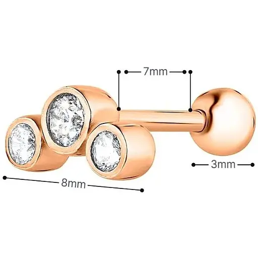 Золота сережка для пірсингу хеліксу Ірій з фіанітами. З40069ШТ - фото 5