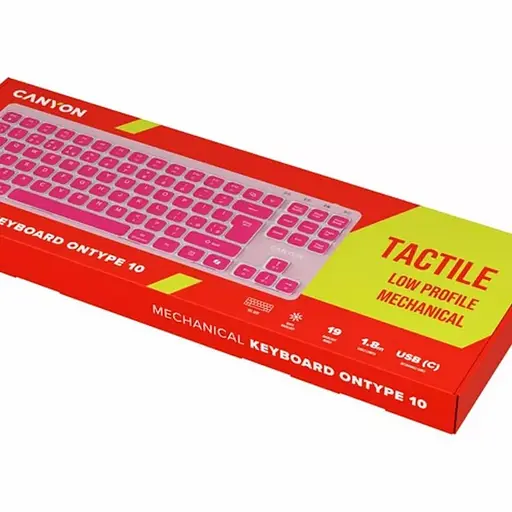 Клавіатура Canyon Keyboard OnType 10 Low Profile EN Wired Pink (CNS-HKB10P) - фото 5