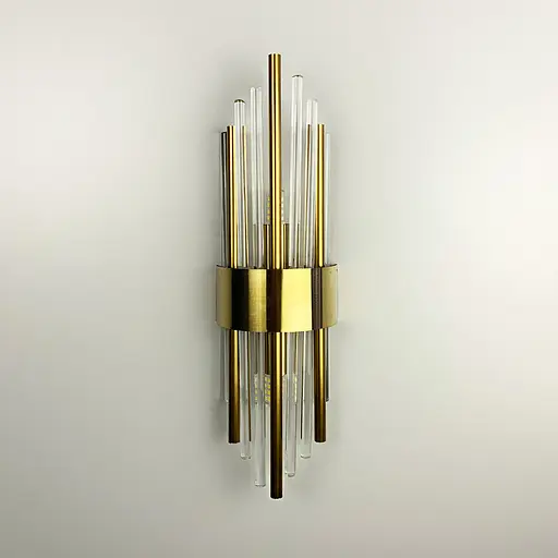 Бра Empire в латунном каркасе с прозрачными и металлическими трубочками Line F Арт. W18B-100*350 - фото 9