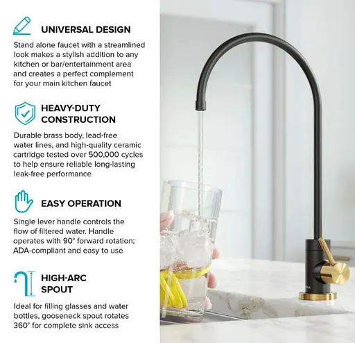 Кран кухонный к фильтру Kraus Purita FF-100ВВМВ Бронза - фото 3