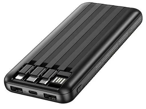 Внешний аккумулятор Borofone bj20 10000mah УМБ на 3 встроенных черных кабеля - фото 3