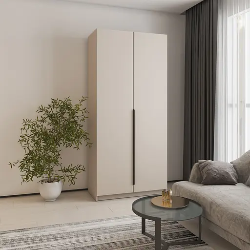 Шафа 2-дверна MebelStar Оскар ДСП BG, блок шухляд+полиці 100x52x220 см Кашемір (MBS-4525)