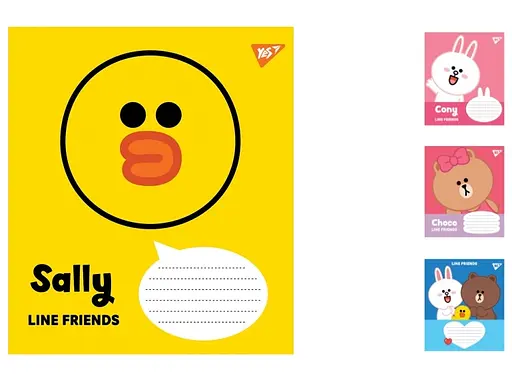 Зошити учнівські 12 аркушів клітинка. YES Line Friends, 25 шт. в упаковці