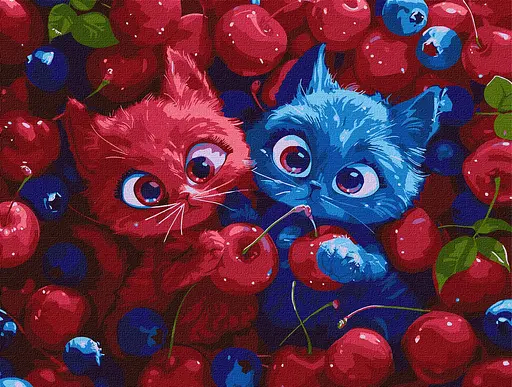 Набір для розпису по номерах Ягідні пухнастики, Ideyka, 30x40 см, КНО5143