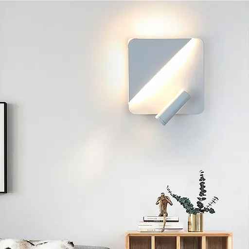 Настінний білий квадратний світильник із спотом Line F W 087 WT - фото 1