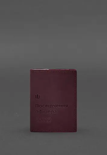 Кожаная обложка для удостоверения офицера 9.2 бордовая Crazy Horse - фото 2