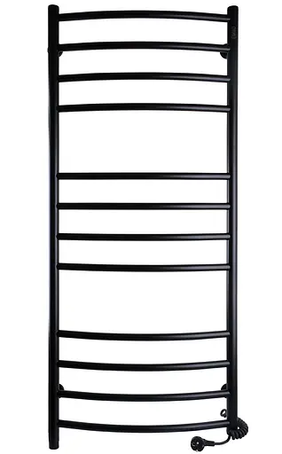 Електрична рушникосушка Unio LDE ER 1200-500-12 BLK Драбинка Дуга Еліт чорна, Чорний матовий, Праве, Механічний - фото 1