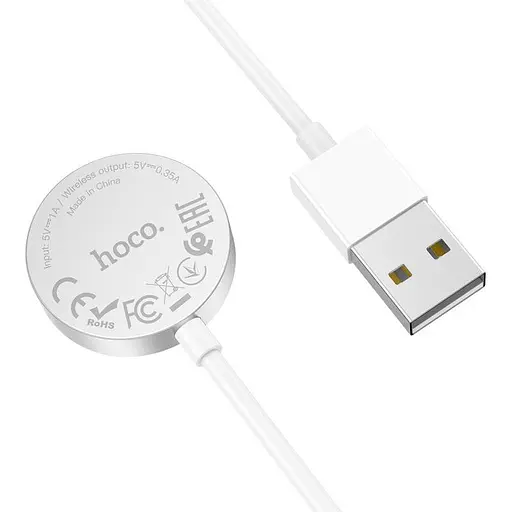 Заряджання кабель магнітний HOCO CW39 Wireless charger USB для iWatch 1 - 7 / SE біле - фото 5