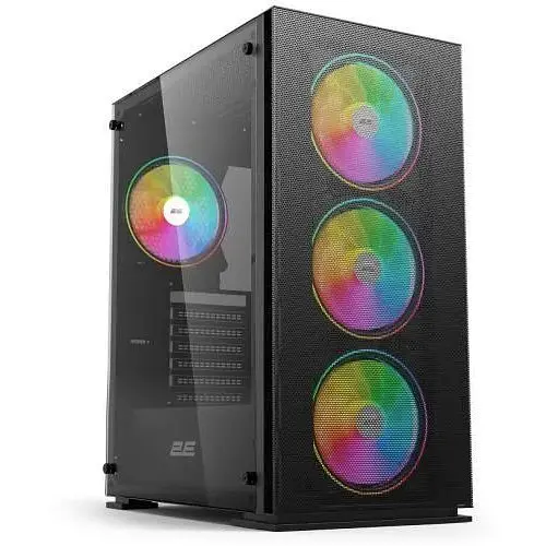 Корпус 2E Gaming Virtus Neo Tempered Glass чорний, без БЖ, Mid Tower, для ATX / Micro ATX / Mini ITX, 2xUSB 2.0, 1xUSB 3.0, 1x120 - фото 1