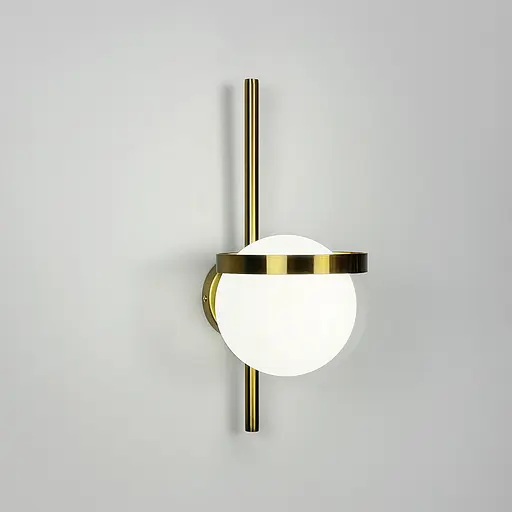 Бра з білим матовим плафоном в латунному корпусі Line F WB 22/1 AB+WT - фото 5