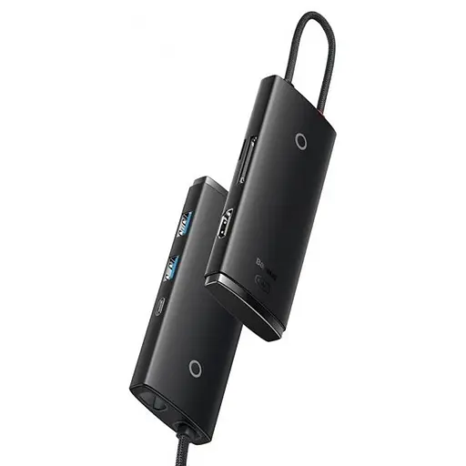 Перехідник HUB Baseus Lite Series 6in1 (Type-C to HDMI + 2xUSB 3.0 + PD+SD/TF) (WKQX05) Black - фото 3