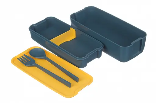Ланч-бокс эко на 2 яруса с приборами Laprida Синий 750 мл (64-21-1165) - фото 7